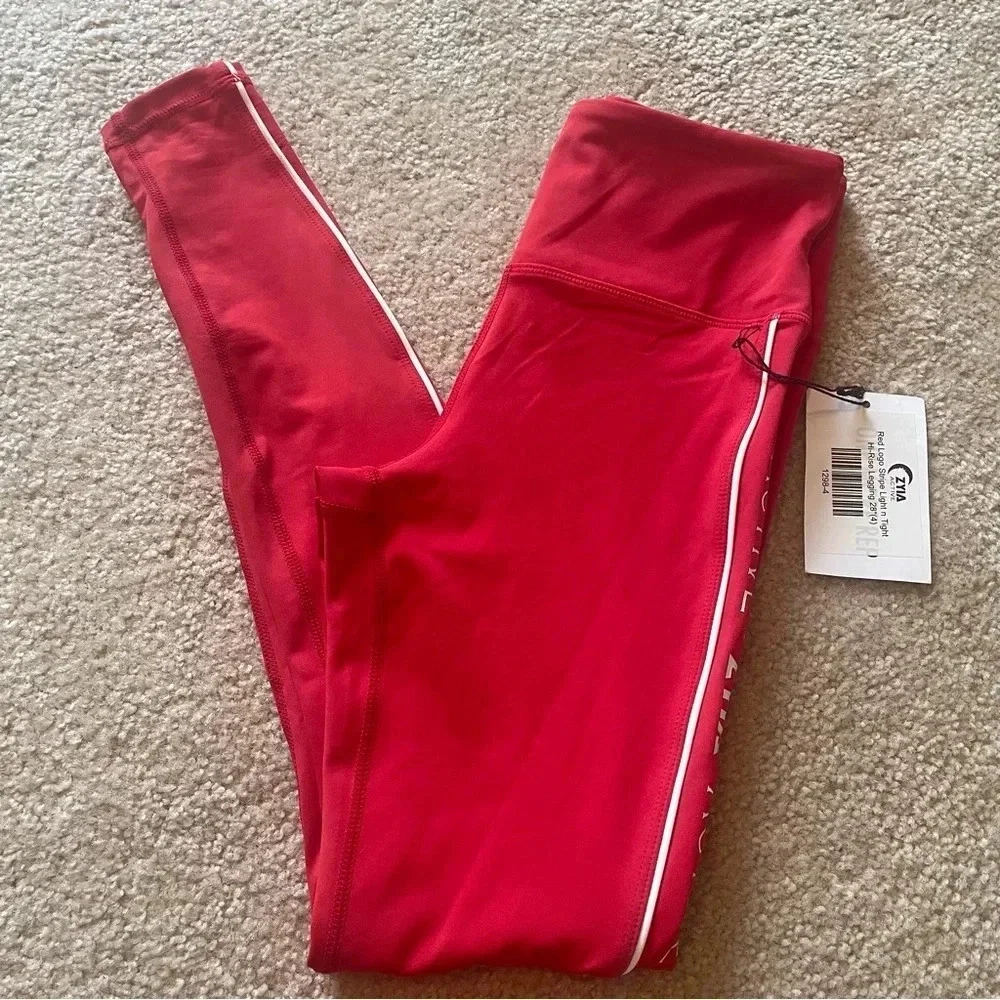Zyia Active Red Logo‎ Stripe Light n Tight leggings